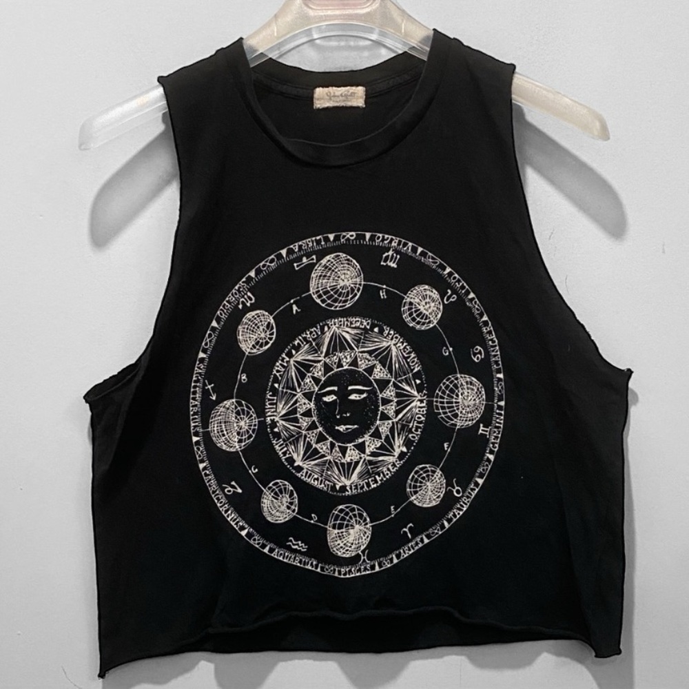 John Galt Black Graphic Astrology Tee Size medium
